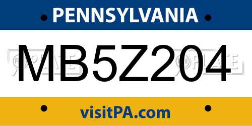 MB5Z204 Pennsylvania License Plate