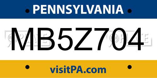 MB5Z704 Pennsylvania License Plate