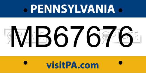 MB67676 Pennsylvania License Plate