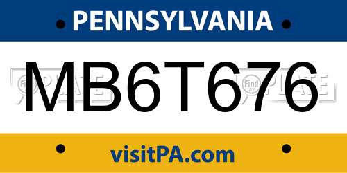 MB6T676 Pennsylvania License Plate