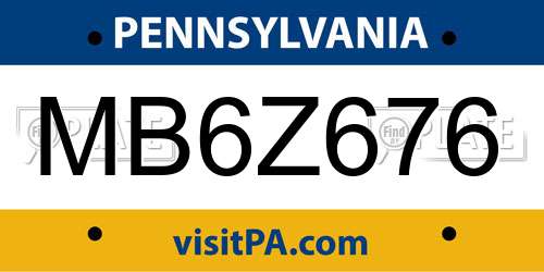 MB6Z676 Pennsylvania License Plate