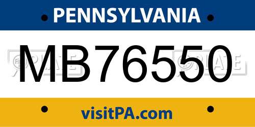 MB76550 Pennsylvania License Plate