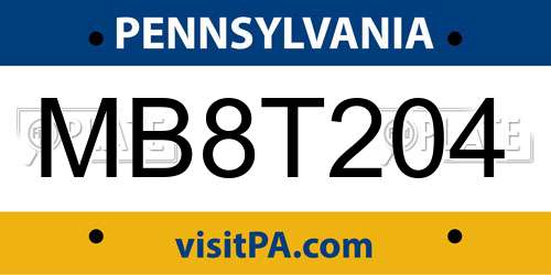 MB8T204 Pennsylvania License Plate