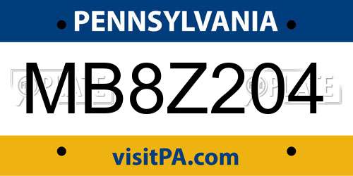 MB8Z204 Pennsylvania License Plate