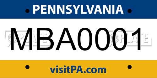 MBA0001 Pennsylvania License Plate