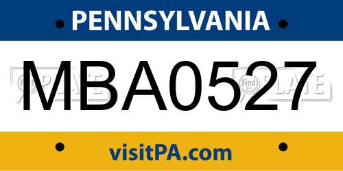 MBA0527 Pennsylvania License Plate