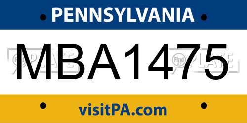 MBA1475 Pennsylvania License Plate