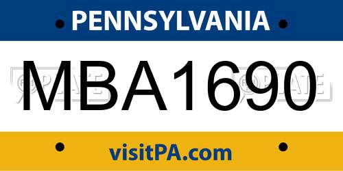 MBA1690 Pennsylvania License Plate
