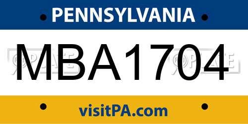 MBA1704 Pennsylvania License Plate