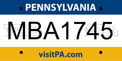 MBA1745 Pennsylvania License Plate