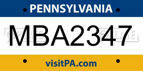 MBA2347 Pennsylvania License Plate