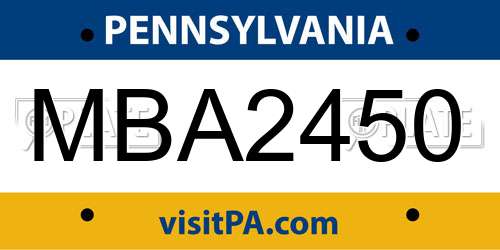 MBA2450 Pennsylvania License Plate