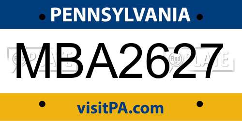 MBA2627 Pennsylvania License Plate