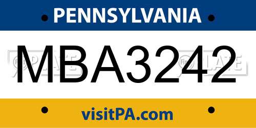 MBA3242 Pennsylvania License Plate