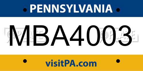 MBA4003 Pennsylvania License Plate