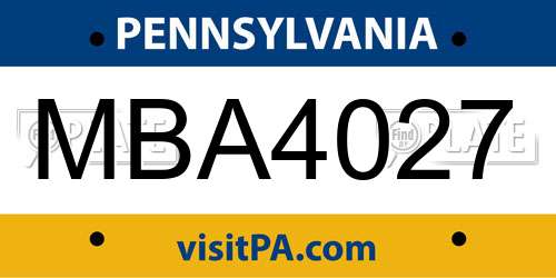 MBA4027 Pennsylvania License Plate