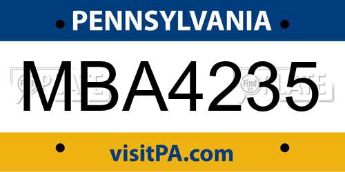 MBA4235 Pennsylvania License Plate