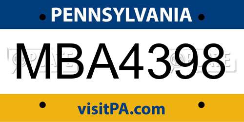 MBA4398 Pennsylvania License Plate