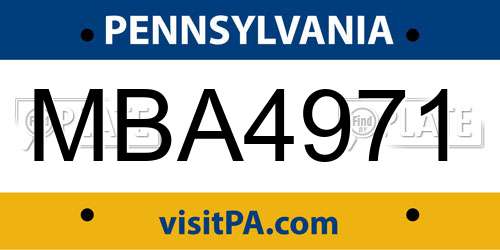 MBA4971 Pennsylvania License Plate