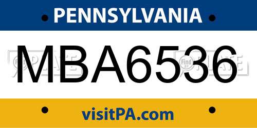 MBA6536 Pennsylvania License Plate
