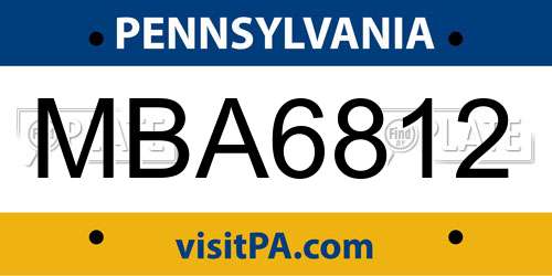 MBA6812 Pennsylvania License Plate