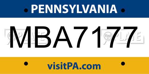 MBA7177 Pennsylvania License Plate