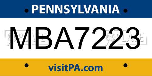MBA7223 Pennsylvania License Plate