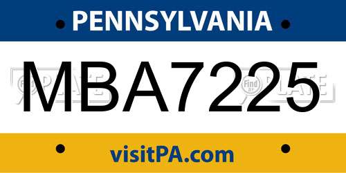 MBA7225 Pennsylvania License Plate