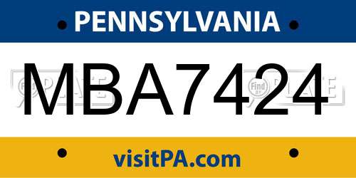 MBA7424 Pennsylvania License Plate