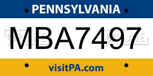 MBA7497 Pennsylvania License Plate