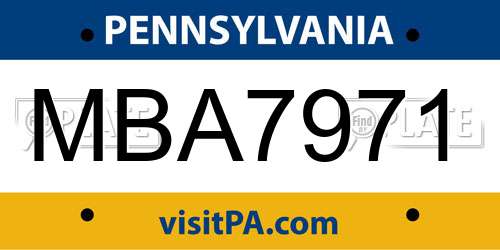 MBA7971 Pennsylvania License Plate