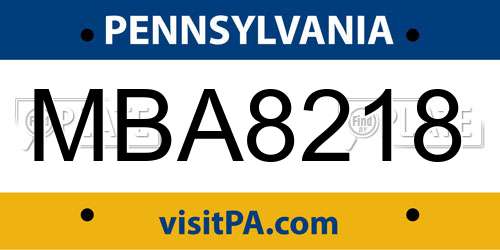 MBA8218 Pennsylvania License Plate