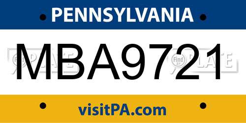 MBA9721 Pennsylvania License Plate