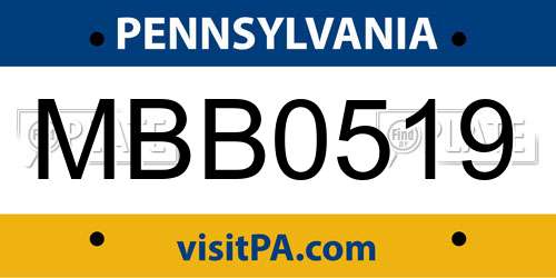 MBB0519 Pennsylvania License Plate