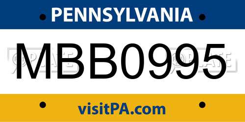MBB0995 Pennsylvania License Plate