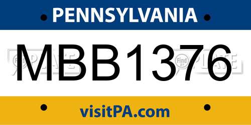 MBB1376 Pennsylvania License Plate