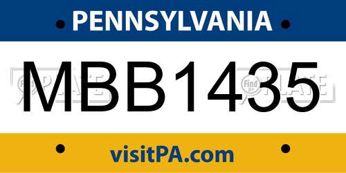 MBB1435 Pennsylvania License Plate