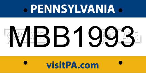 MBB1993 Pennsylvania License Plate