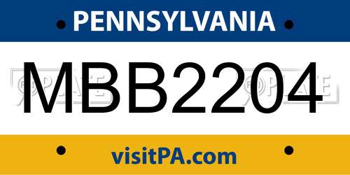 MBB2204 Pennsylvania License Plate
