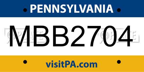 MBB2704 Pennsylvania License Plate