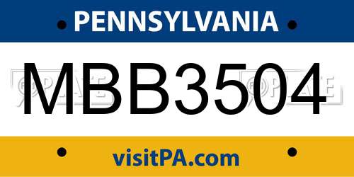 MBB3504 Pennsylvania License Plate