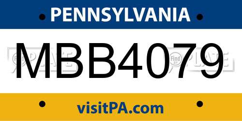 MBB4079 Pennsylvania License Plate