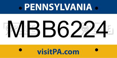 MBB6224 Pennsylvania License Plate
