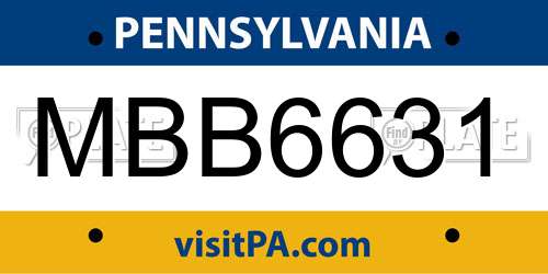 MBB6631 Pennsylvania License Plate