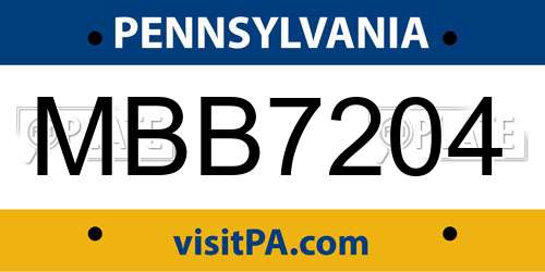 MBB7204 Pennsylvania License Plate