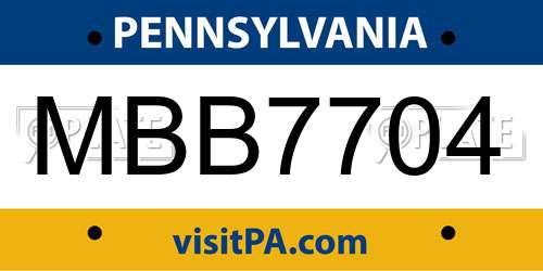 MBB7704 Pennsylvania License Plate