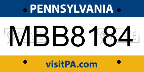 MBB8184 Pennsylvania License Plate