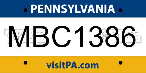 MBC1386 Pennsylvania License Plate