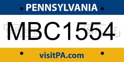 MBC1554 Pennsylvania License Plate