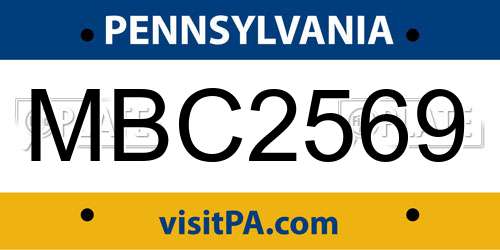 MBC2569 Pennsylvania License Plate